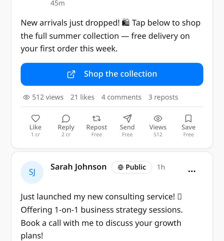 Ad Posts screen from the MyTime mobile app